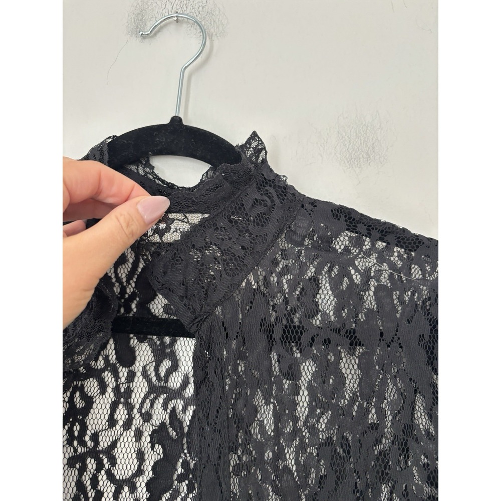 White Stag‎ Women's Vintage Lace Whimsigoth Victorian High Neck Open Blouse Sz S - Picture 4 of 11